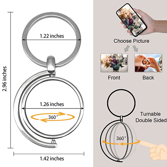 Изготовленный на заказ брелок с поворотным изображением двухсторонний красочный брелок для ключей с фото