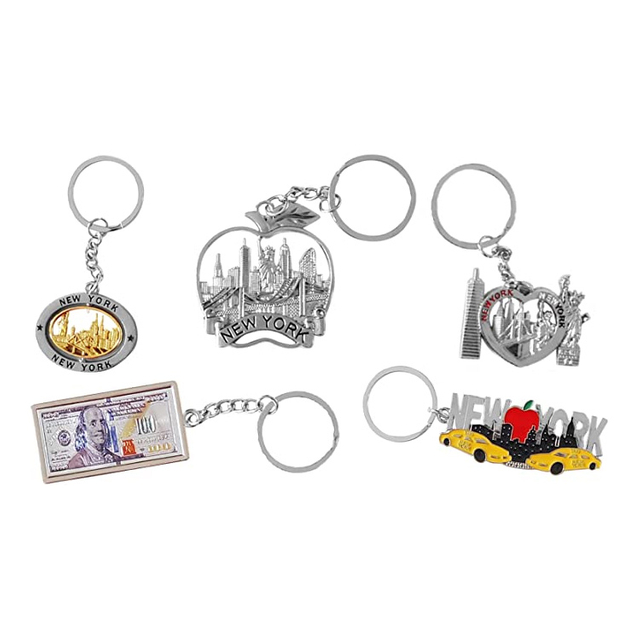 Серебряная сувенирная коллекция New York Metal Keychain Ring Bundle Bulk