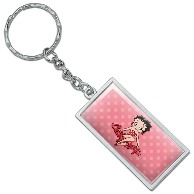 Custom Betty Boop Star Enamel Key Chain Red and Black