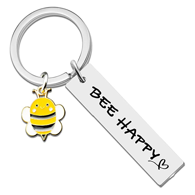 Cusotm женский металлический брелок Bee Happy Keyring Keychain Gift